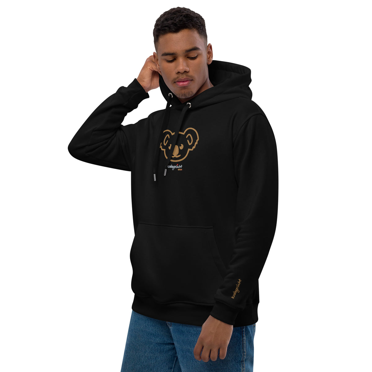 Black Edition - Bio Hoodie - gesticktes Goldbärchen