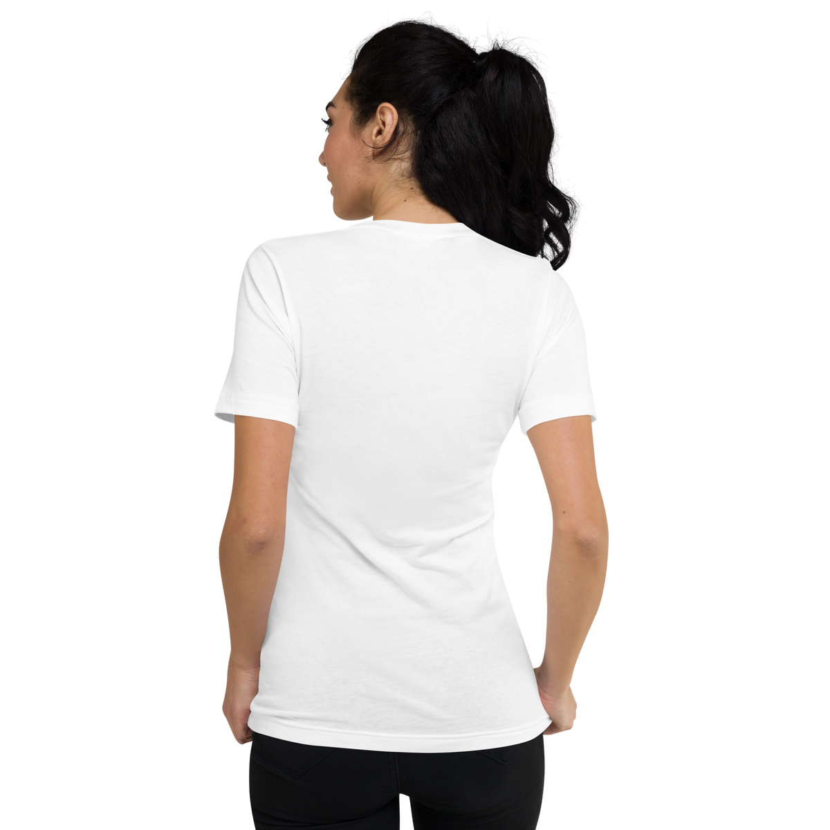 Kurzärmeliges Unisex-T-Shirt mit V-Ausschnitt