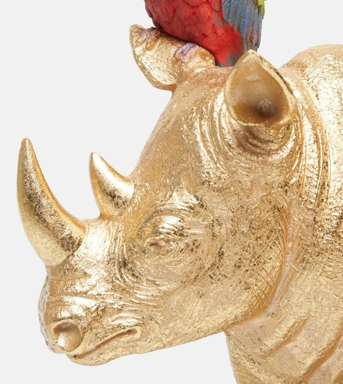 Dekofigur „Rhino & Parrot“ – Gold