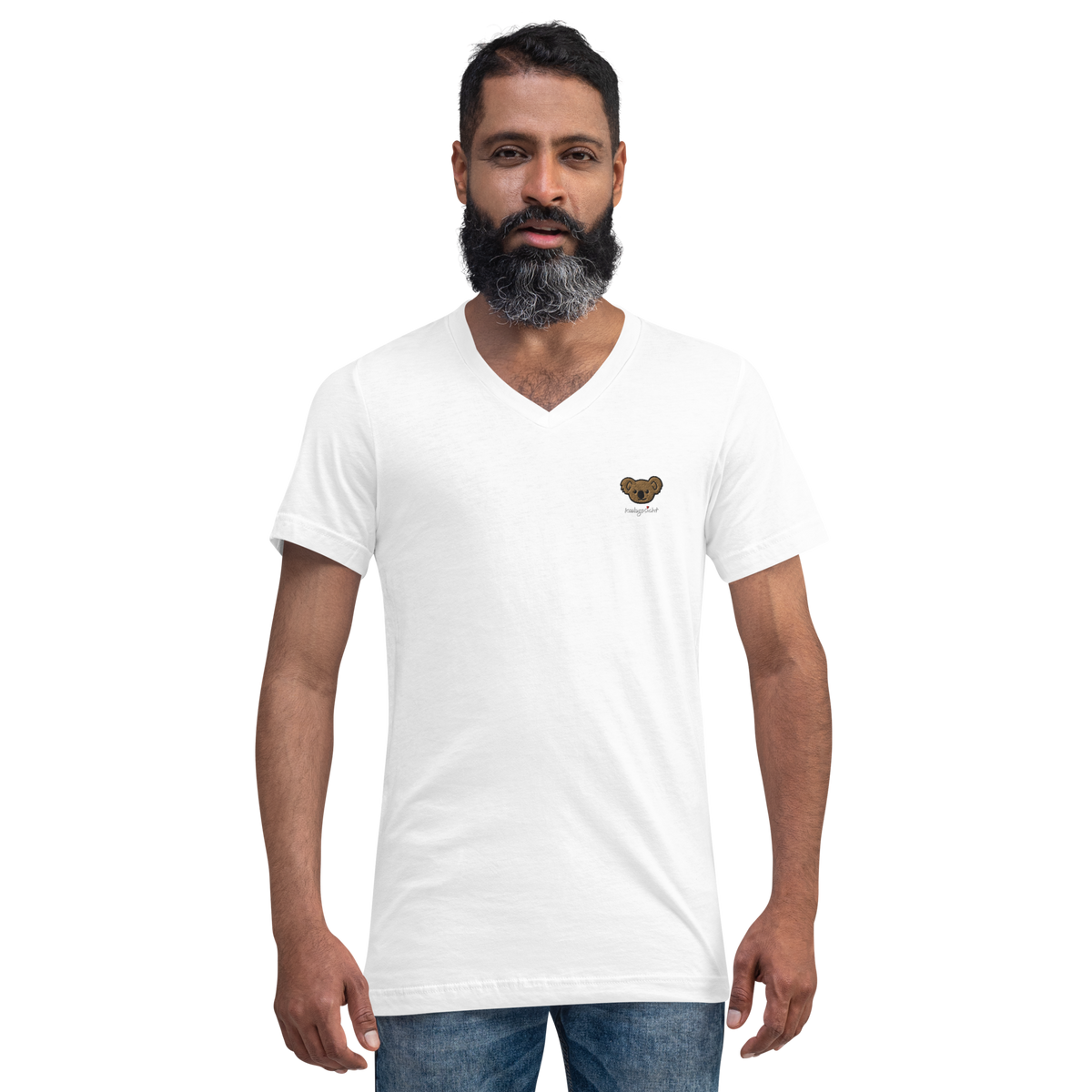 Kurzärmeliges Unisex-T-Shirt mit V-Ausschnitt